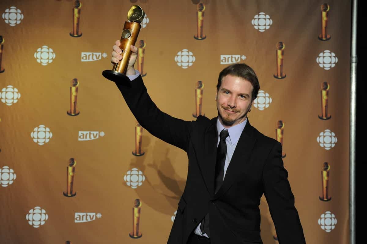 Cérémonie du Gala des Jutras du dimanche 13 mars 2011, au Théâtre St-Denis, à Montréal. Sur la photo: Adrien Morot gagnant du Jutra du Meilleur maquillage. (Photo Sira Chayer/AGENCE QMI)