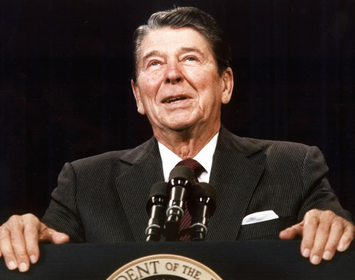 Le 40e président des États-Unis, Ronald Reagan, en 1987