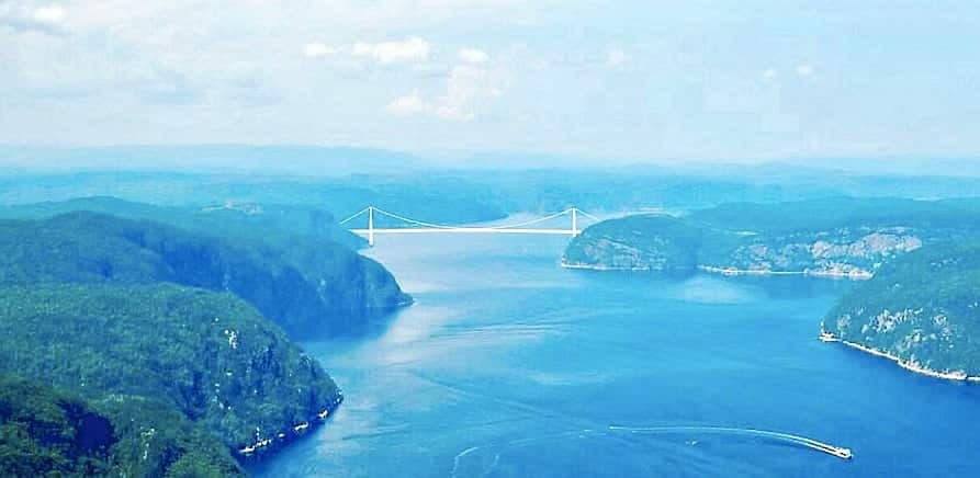 Une esquisse d’un précédent projet de pont sur le Saguenay.