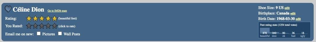 Capture d'écran / Wiki Feet