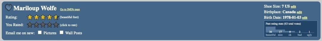 Capture d'écran / Wiki Feet