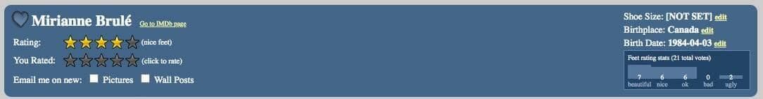 Capture d'écran / Wiki Feet